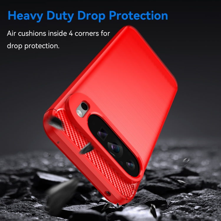 For Google Pixel 9 Pro XL Brushed Texture Carbon Fiber TPU Phone Case(Red) - Google Cases by PMC TechLife | Online Shopping South Africa | PMC TechLife | Buy Now Pay Later Mobicred