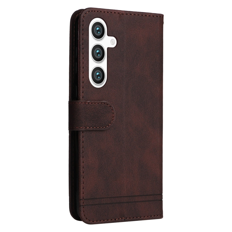 For Samsung Galaxy S25 5G Skin Feel Life Tree Metal Button Leather Phone Case(Brown) - Galaxy S25 5G Cases by PMC Jewellery | Online Shopping South Africa | PMC Jewellery | Buy Now Pay Later Mobicred