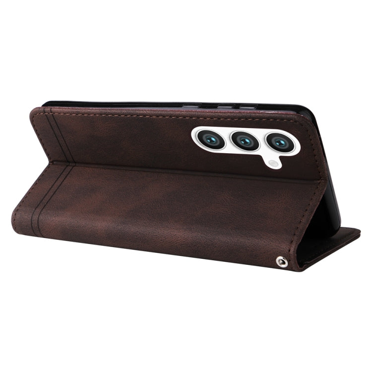 For Samsung Galaxy S25 5G Skin Feel Life Tree Metal Button Leather Phone Case(Brown) - Galaxy S25 5G Cases by PMC Jewellery | Online Shopping South Africa | PMC Jewellery | Buy Now Pay Later Mobicred