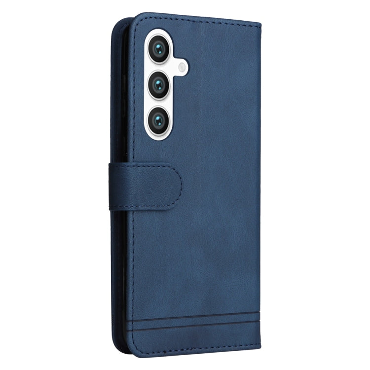 For Samsung Galaxy S25 5G Skin Feel Life Tree Metal Button Leather Phone Case(Blue)