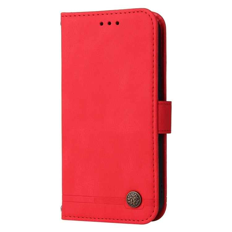 For Samsung Galaxy S25 Ultra 5G Skin Feel Life Tree Metal Button Leather Phone Case(Red)