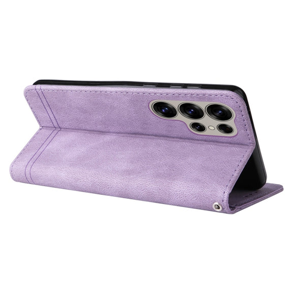 For Samsung Galaxy S25 Ultra 5G Skin Feel Life Tree Metal Button Leather Phone Case(Purple)