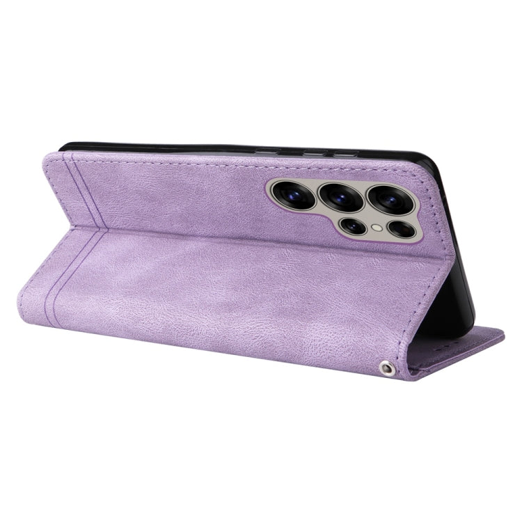For Samsung Galaxy S25 Ultra 5G Skin Feel Life Tree Metal Button Leather Phone Case(Purple)
