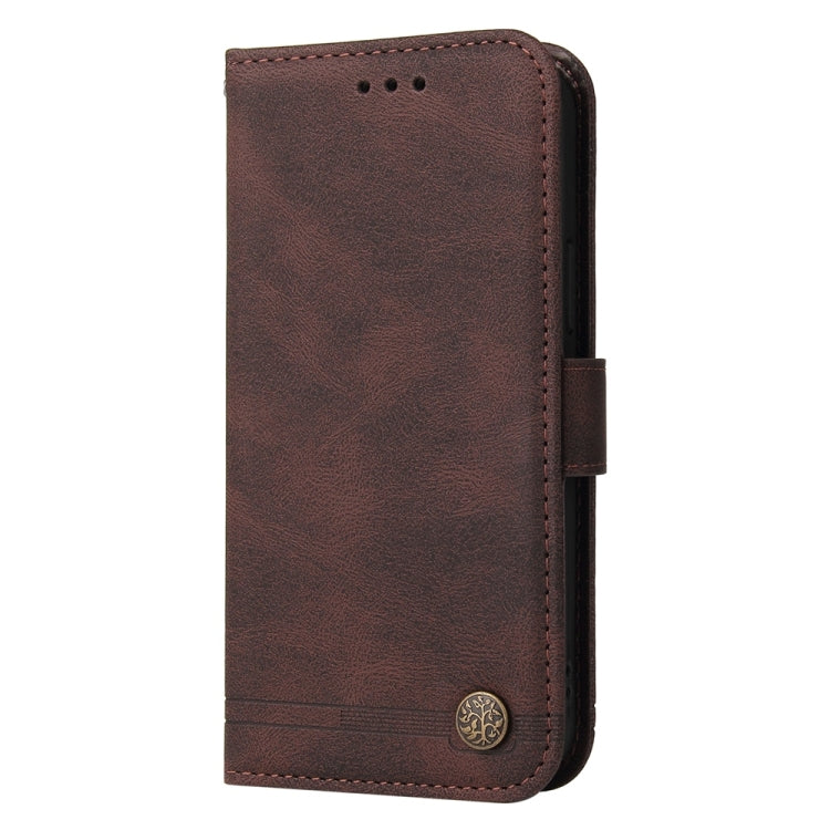 For Samsung Galaxy S25 Ultra 5G Skin Feel Life Tree Metal Button Leather Phone Case(Brown)