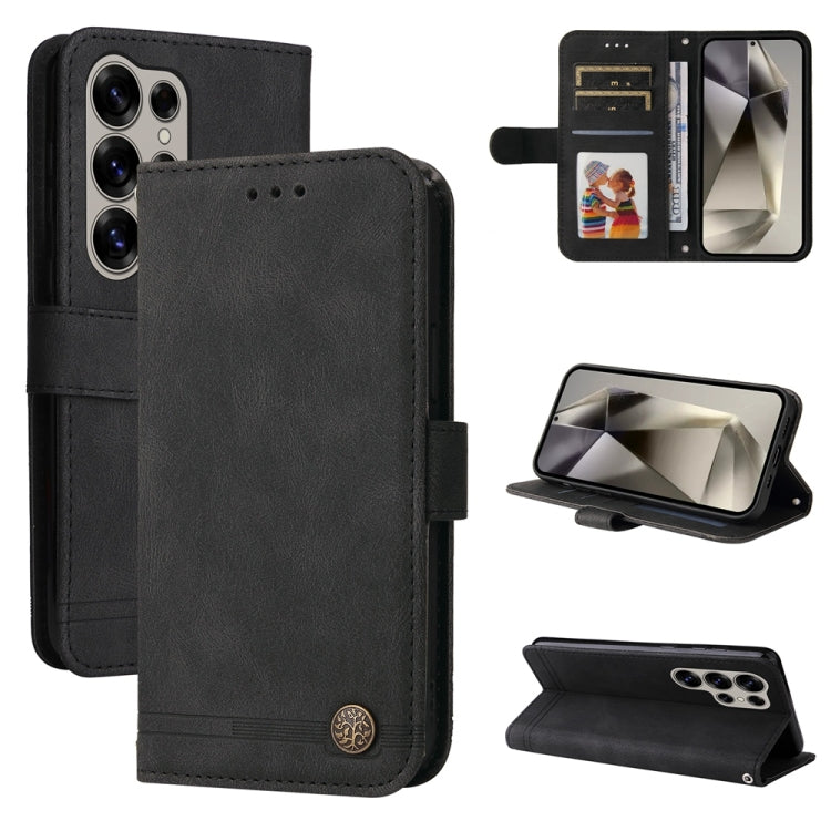 For Samsung Galaxy S25 Ultra 5G Skin Feel Life Tree Metal Button Leather Phone Case(Black) - Galaxy S25 Ultra 5G Cases by PMC TechLife | Online Shopping South Africa | PMC TechLife | Buy Now Pay Later Mobicred