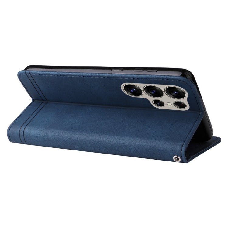 For Samsung Galaxy S25 Ultra 5G Skin Feel Life Tree Metal Button Leather Phone Case(Blue)
