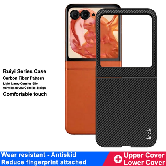 For Motorola Razr 50 / Razr 2024 imak Ruiyi Series Carbon Fiber PU + PC Phone Case