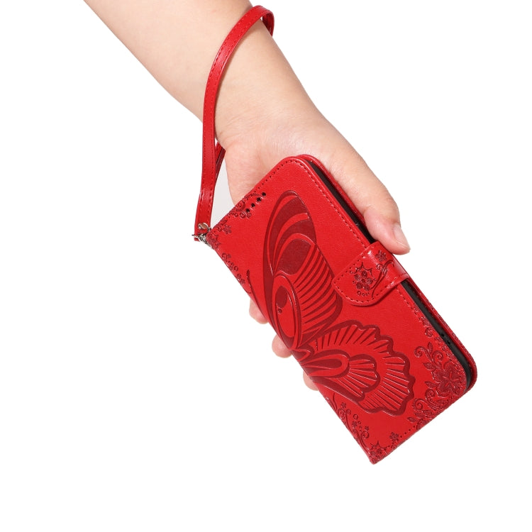 For Samsung Galaxy S25 Ultra 5G Swallowtail Butterfly Embossed Leather Phone Case(Red)
