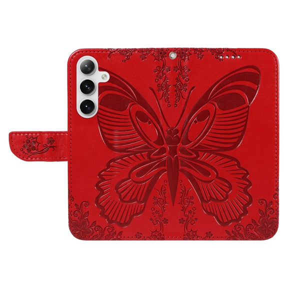 For Samsung Galaxy S25+ / S24+ 5G Swallowtail Butterfly Embossed Leather Phone Case(Red)