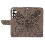 For Samsung Galaxy S25+ / S24+ 5G Swallowtail Butterfly Embossed Leather Phone Case(Grey)