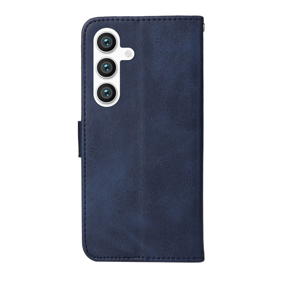For Samsung Galaxy S25+ 5G Classic Calf Texture Flip Leather Phone Case(Blue)