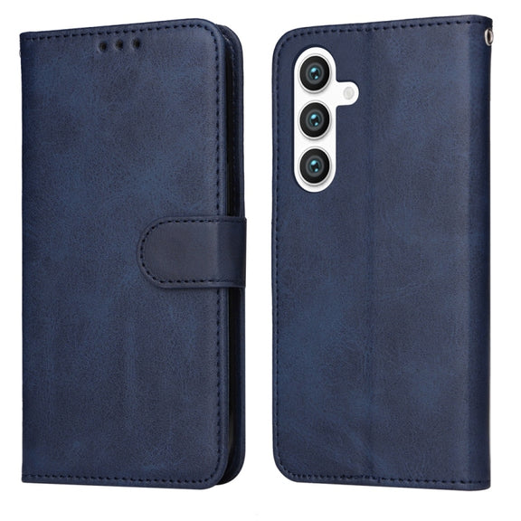 For Samsung Galaxy S25+ 5G Classic Calf Texture Flip Leather Phone Case(Blue)