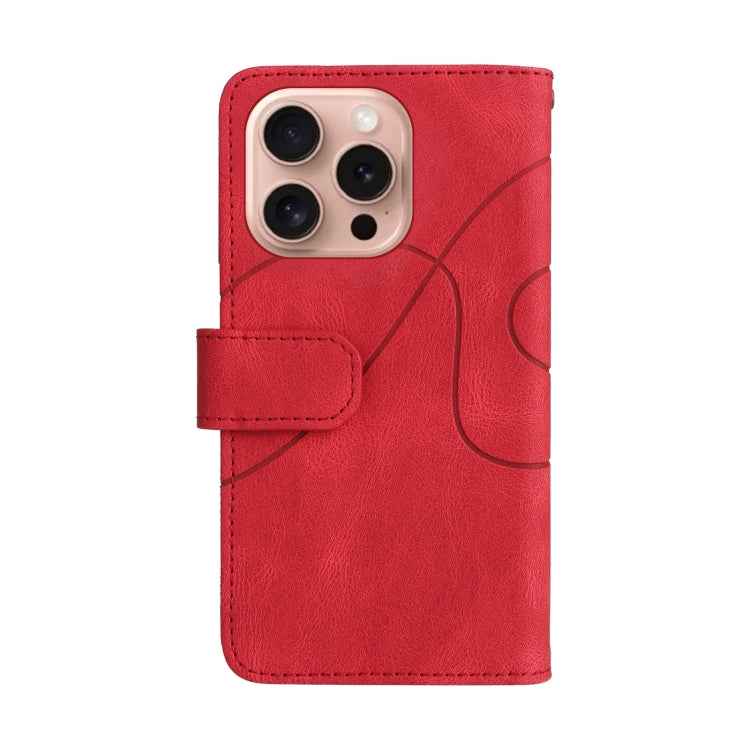 For iPhone 16 Pro Dual-color 9 Card Slots Zipper Wallet Leather Phone Case(Red) - iPhone 16 Pro Cases by PMC TechLife | Online Shopping South Africa | PMC TechLife | Buy Now Pay Later Mobicred