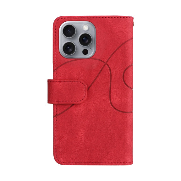 For iPhone 16 Pro Max Dual-color 9 Card Slots Zipper Wallet Leather Phone Case(Red)