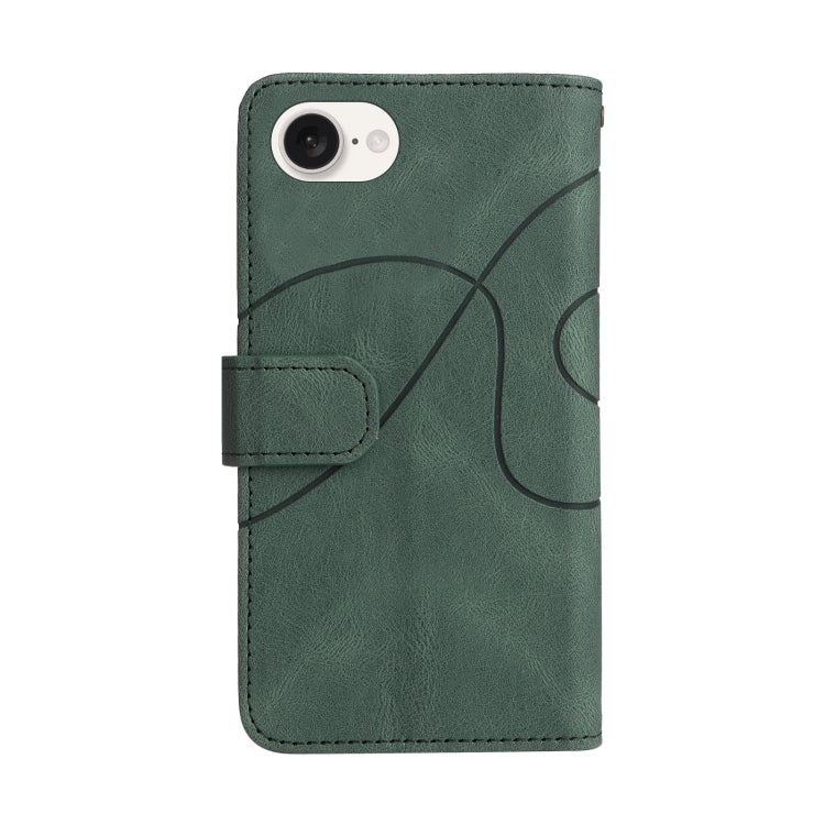For iPhone 16e Dual-color 9 Card Slots Zipper Wallet Leather Phone Case(Green) - iPhone 16e Cases by PMC TechLife | Online Shopping South Africa | PMC TechLife | Buy Now Pay Later Mobicred