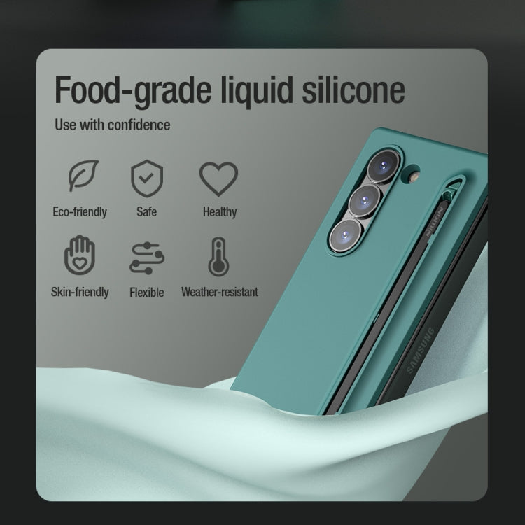 For Samsung Galaxy Z Fold6 5G NILLKIN Flex Pure PC + Liquid Silicone Phone Case with S Pen(Green)