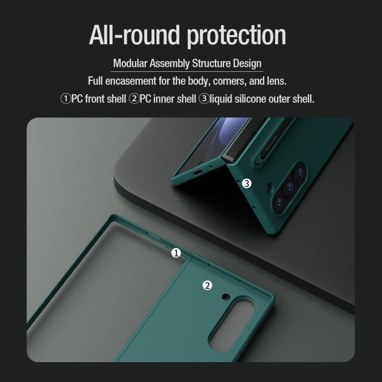 For Samsung Galaxy Z Fold6 5G NILLKIN Flex Pure PC + Liquid Silicone Phone Case with S Pen(Green)