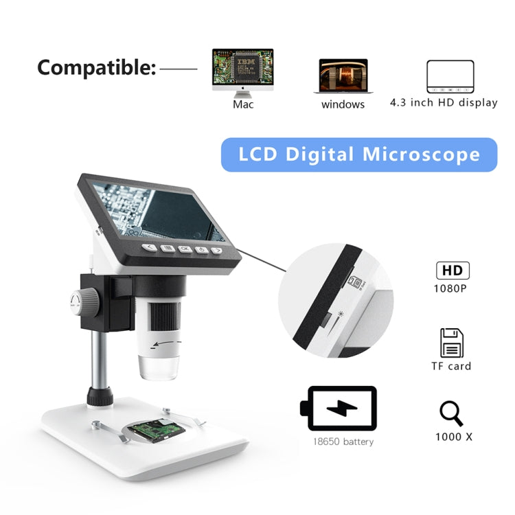 inskam307 0-40mm 1080P 4.3 inch LCD Screen Mobile Phone Repair Industry HD Electron Didital Microscope - free shipping - PMC Jewellery - Order now!