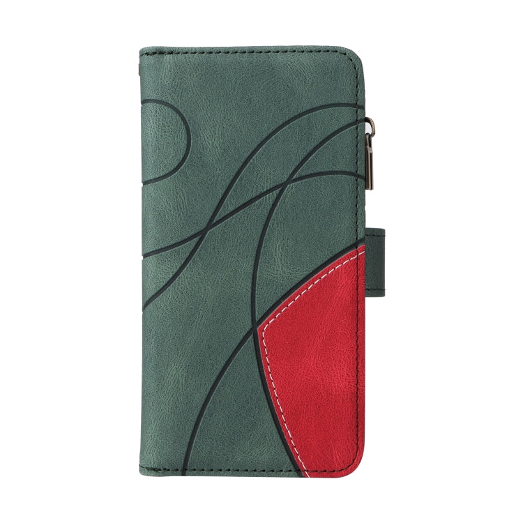 For Samsung Galaxy S25 Ultra 5G Dual-color 9 Card Slots Zipper Wallet Leather Phone Case(Green)