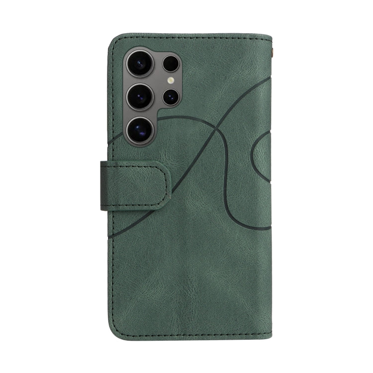 For Samsung Galaxy S25 Ultra 5G Dual-color 9 Card Slots Zipper Wallet Leather Phone Case(Green)