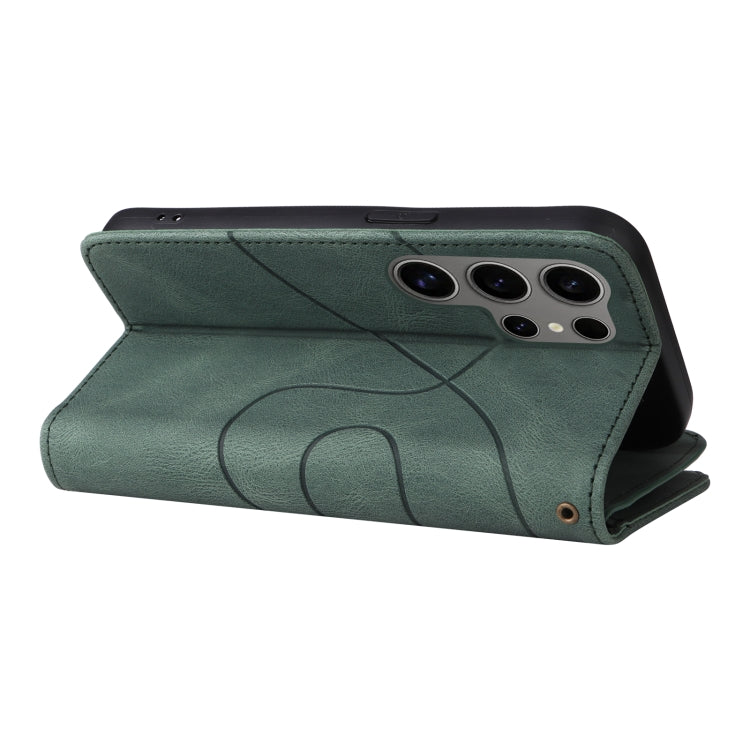 For Samsung Galaxy S25 Ultra 5G Dual-color 9 Card Slots Zipper Wallet Leather Phone Case(Green)