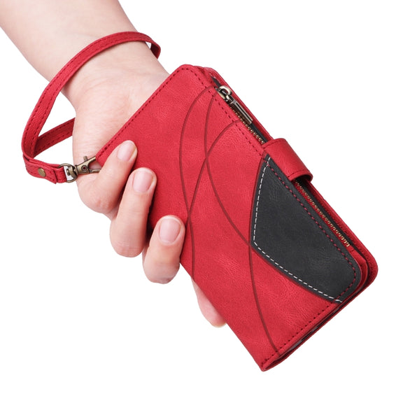 For Samsung Galaxy S25 / S24 5G Dual-color 9 Card Slots Zipper Wallet Leather Phone Case(Red)