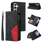 For Samsung Galaxy S25+ / S24+ 5G Dual-color 9 Card Slots Zipper Wallet Leather Phone Case(Black)