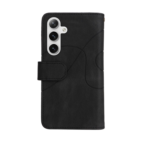 For Samsung Galaxy S25+ / S24+ 5G Dual-color 9 Card Slots Zipper Wallet Leather Phone Case(Black)