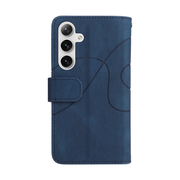 For Samsung Galaxy S25+ / S24+ 5G Dual-color 9 Card Slots Zipper Wallet Leather Phone Case(Blue)