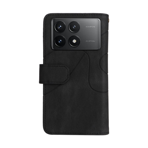 For Redmi K70 Dual-color 9 Card Slots Zipper Wallet Leather Phone Case(Black)
