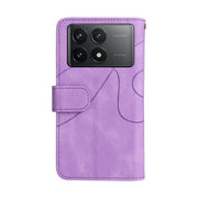 For Redmi K70 Dual-color 9 Card Slots Zipper Wallet Leather Phone Case(Purple)