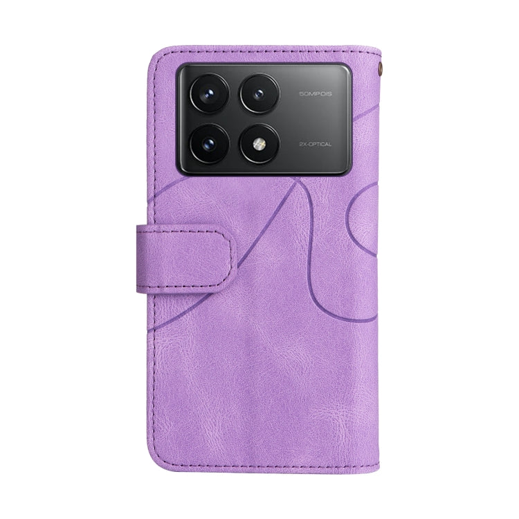 For Redmi K70 Dual-color 9 Card Slots Zipper Wallet Leather Phone Case(Purple)