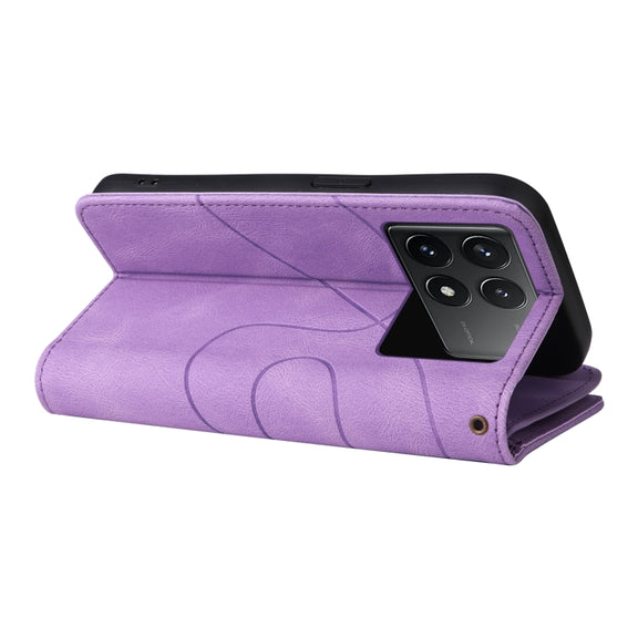 For Redmi K70 Dual-color 9 Card Slots Zipper Wallet Leather Phone Case(Purple)