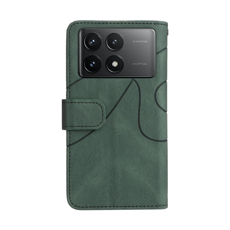 For Redmi K70 Dual-color 9 Card Slots Zipper Wallet Leather Phone Case(Green)