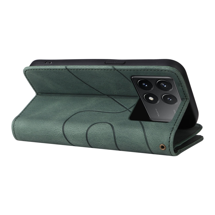 For Redmi K70 Dual-color 9 Card Slots Zipper Wallet Leather Phone Case(Green)