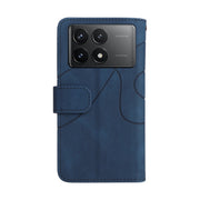 For Redmi K70 Dual-color 9 Card Slots Zipper Wallet Leather Phone Case(Blue)