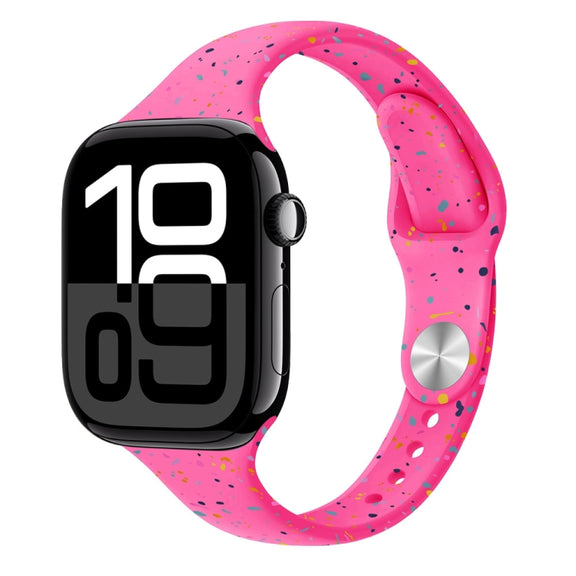 For Apple Watch Series 10 46mm Slim Style Colorful Dots Silicone Watch Band(Pink)