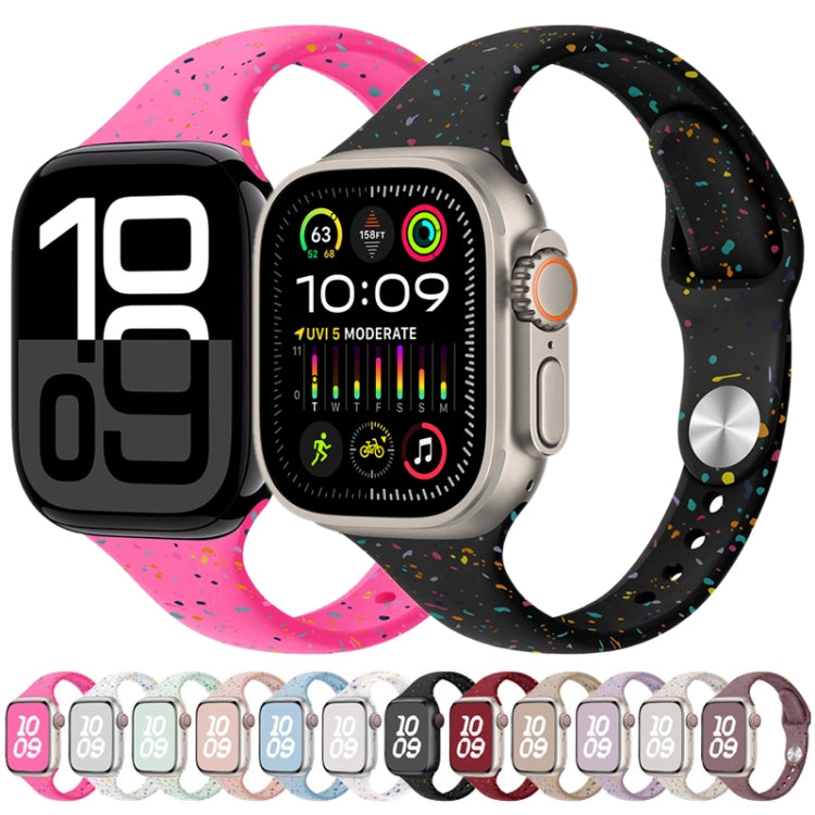 For Apple Watch Series 10 46mm Slim Style Colorful Dots Silicone Watch Band(Pink)