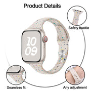 For Apple Watch Series 10 46mm Slim Style Colorful Dots Silicone Watch Band(Pink)