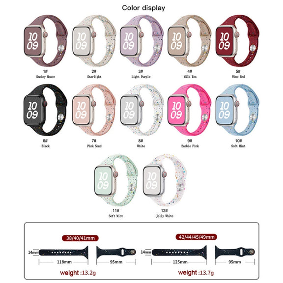 For Apple Watch Series 10 46mm Slim Style Colorful Dots Silicone Watch Band(Pink)