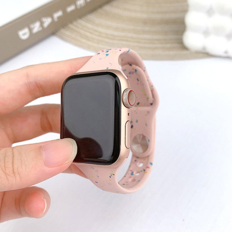 For Apple Watch Series 10 46mm Slim Style Colorful Dots Silicone Watch Band(Pink)