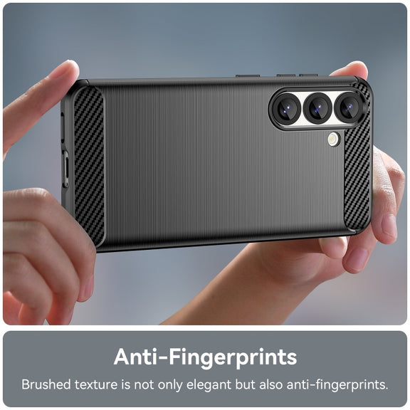 For Samsung Galaxy S25 5G Carbon Fiber Brushed Texture TPU Phone Case(Black)