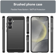 For Samsung Galaxy S25+ 5G Carbon Fiber Brushed Texture TPU Phone Case(Black)
