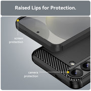 For Samsung Galaxy S25+ 5G Carbon Fiber Brushed Texture TPU Phone Case(Black)