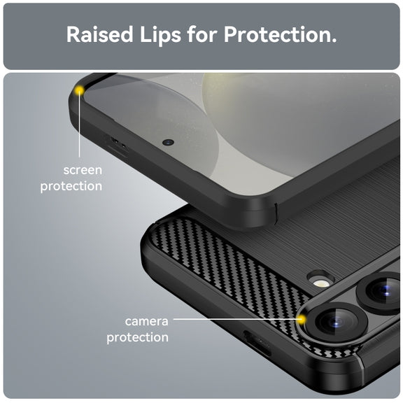 For Samsung Galaxy S25+ 5G Carbon Fiber Brushed Texture TPU Phone Case(Black)