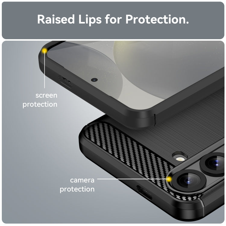 For Samsung Galaxy S25+ 5G Carbon Fiber Brushed Texture TPU Phone Case(Black)