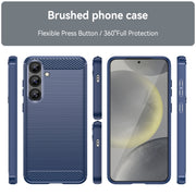 For Samsung Galaxy S25+ 5G Carbon Fiber Brushed Texture TPU Phone Case(Blue)