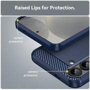 For Samsung Galaxy S25+ 5G Carbon Fiber Brushed Texture TPU Phone Case(Blue)