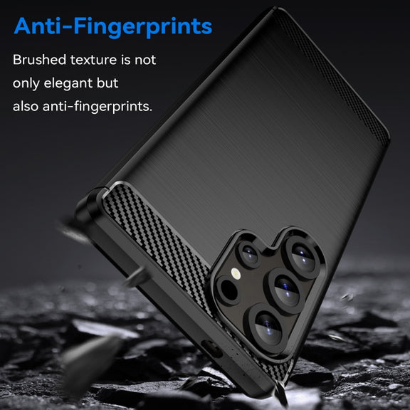 For Samsung Galaxy S25 Ultra 5G Carbon Fiber Brushed Texture TPU Phone Case(Black)