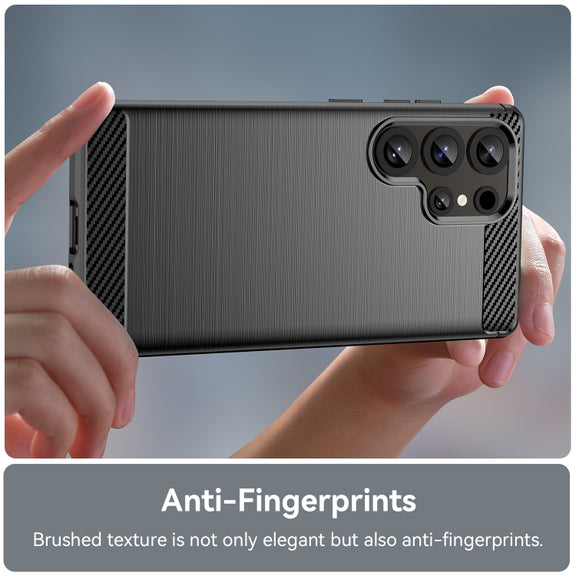 For Samsung Galaxy S25 Ultra 5G Carbon Fiber Brushed Texture TPU Phone Case(Black)